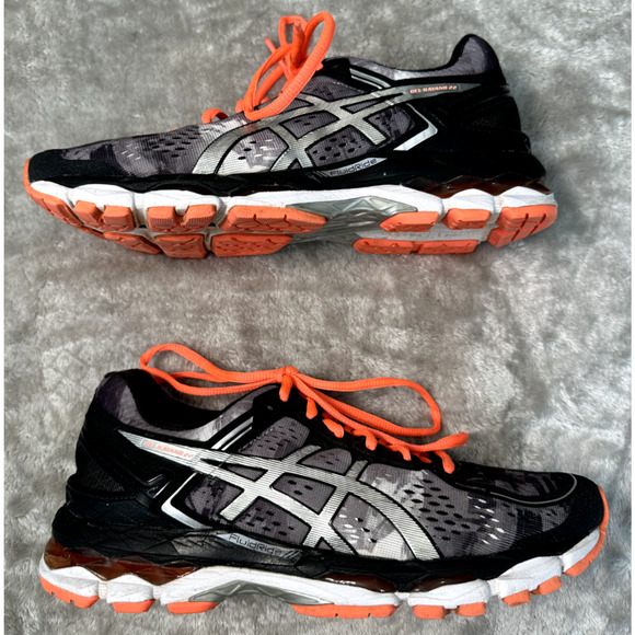 Asics Gel Kayano 22 Black Neon Orange Gray Running Shoes Sneakers Womens Size 9 - Picture 3 of 8